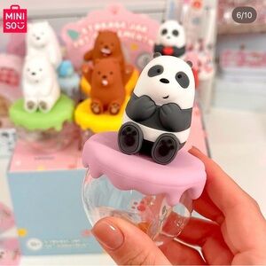 NEW Miniso Official We Bare Bears Panda Pink Blind Box Jar w/ Stickers/Box/Card